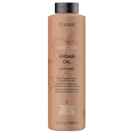 شامپو آبرسان بدون سولفات لاکمه سری Teknia مدل Argan Oil مناسب موهای معمولی و خشک حجم 1000 میل