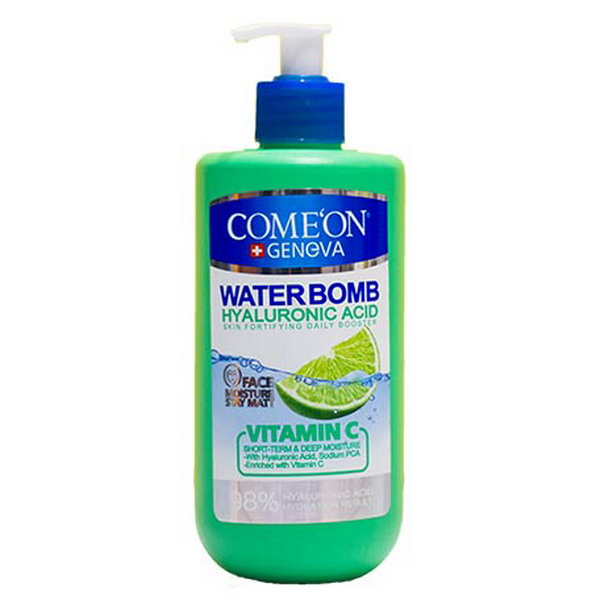 comeon-vitamin-c-water-bomb-500ml.jpg کرم آبرسان کامان پمپی سری واتربمب حاوی عصاره لیمو مدل Comeon VITAMIN C - Image 1