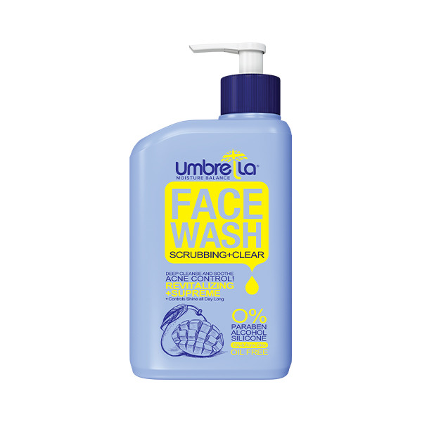 فروشگاه اینترنتی رژگونه ژل شستشو صورت آمبرلا مدل انبه EXFOLIATE+CLEARحجم 310 میل