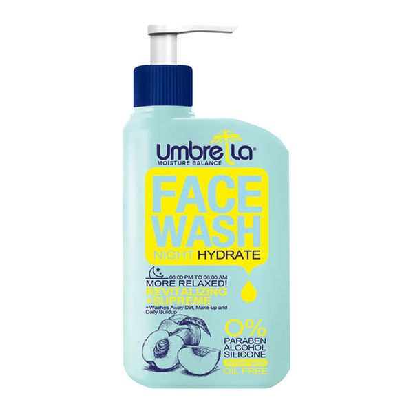 night-hydrate ژل شستشو مناسب شب صورت آمبرلا مدل هلو حجم 310 میل - Image 1