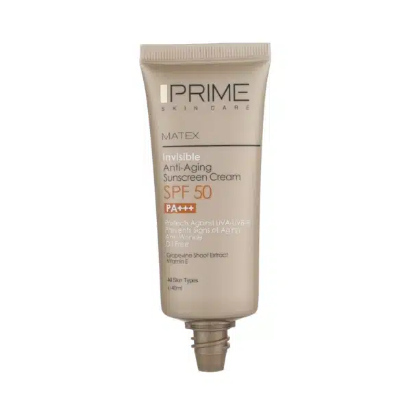 پریم کرم ضد آفتاب جوان کننده پریم مدل Matex INVISIBLE SPF 50 حجم 40 میلی لیتر