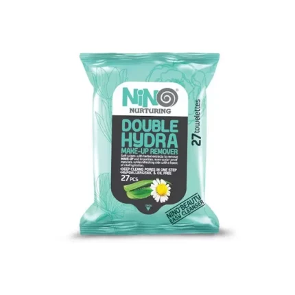 دستمال مرطوب پاک کننده آرایش نینو Double Hydra بسته27 عددیnino
