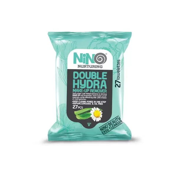 دستمال-مرطوب-نینو-مدل-Double-Hydra-بسته-27-عددی دستمال مرطوب پاک کننده آرایش نینو Double Hydra بسته27 عددیnino