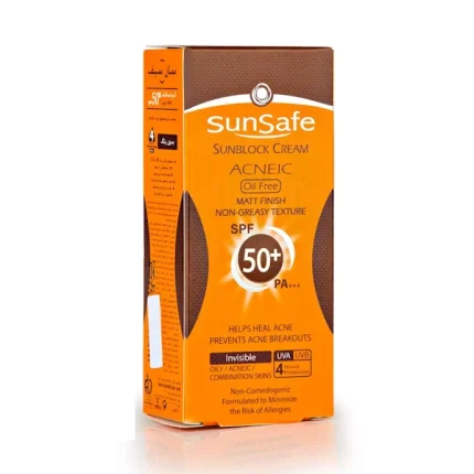 کرم ضد آفتاب بی رنگ فاقد چربی سان سیف spf50