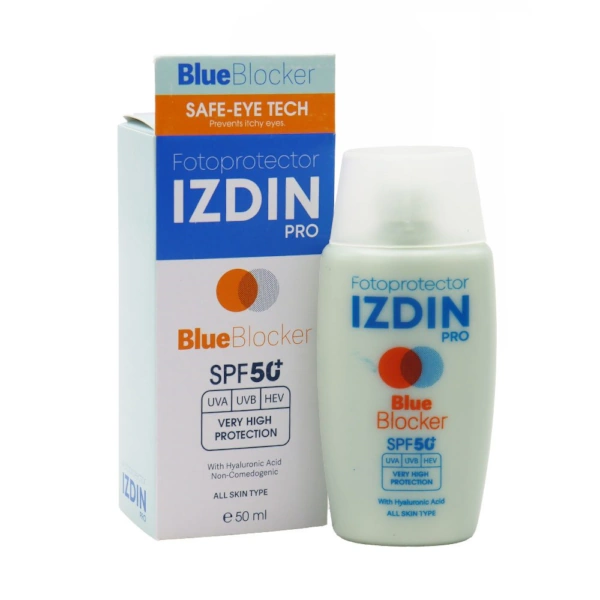 Izdin-Blue-Blocker-Sunscreen-50-ml-2 ضد آفتاب بی رنگ فلوئیدی ایزدین پرو مدل BLUE BLOCKER