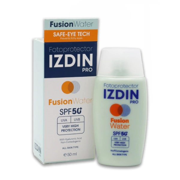 Izdin-Fusion-Water-Sunscreen-Cream-SPF50-1 ضد آفتاب بی رنگ ایزدین پرو مدل FUSION WATER