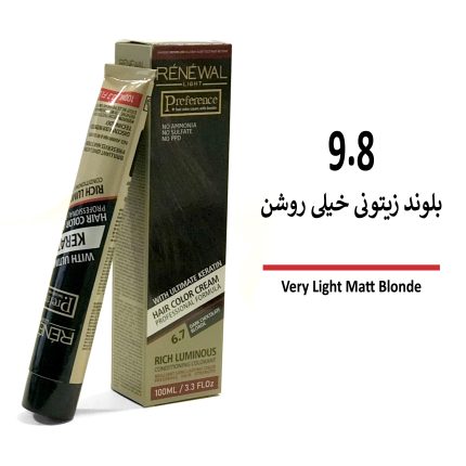 رنگ مو بدون آمونیاک رنوال بلوند زیتونی خیلی روشن 9/8